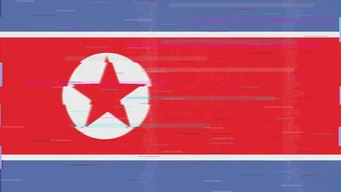 North Korea Glitch Flag Vector - RGB Split Digital Video Frame Design Illustrazione stock