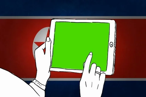 North Korea - Hand-drawn - touchscreen flag - Illustration - SD Video stock 90629705