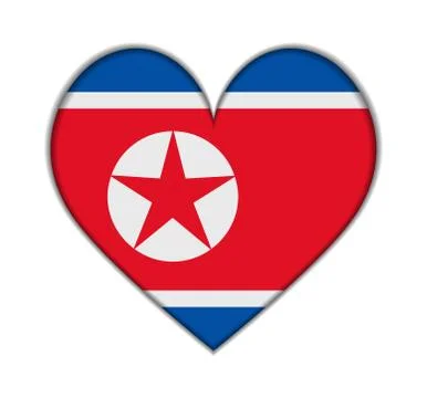 North korea heart flag vector Stock Illustration
