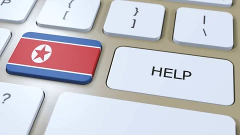 North Korea Help Concept Animation. Country Flag with Text on Button Video stock 268216799