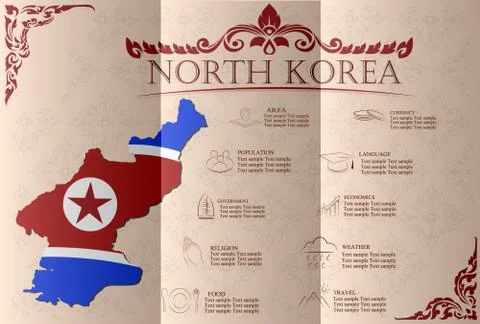 North Korea infographics, statistical data, sights. Vector illustration Stock Illustration