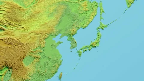 North Korea Map 3D animated with Borders Stock-Footage 348529431