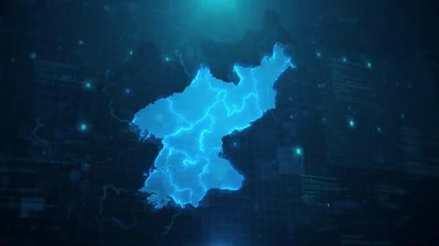 North Korea Map: 4K UHD Animation on Blue Background Stock Footage 274402865