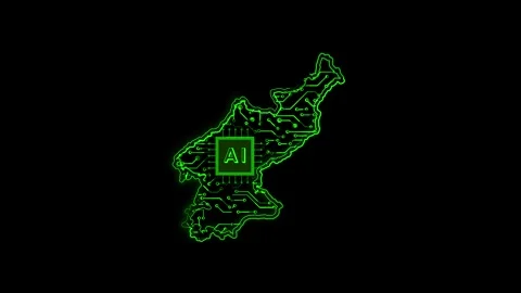 North Korea Map AI Chipset Technology Opener Stock Footage 337082038