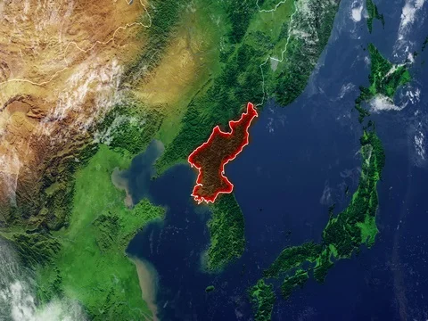 North Korea map and border, physical map of East Asia 動画素材 80801290