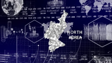 North Korea Map Animation Loop | Growth, GDP, Oil Economy &amp; Development Insights Stock Footage 331573883
