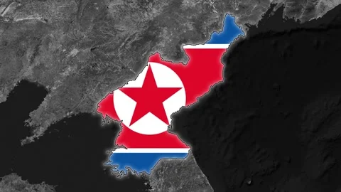 North Korea Map Black with Flag, geography of North Korea Vídeos de archivo 309431881