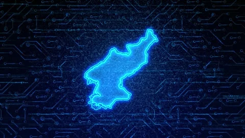 North Korea Map Digital Technology Opener Stock-Footage 335081810