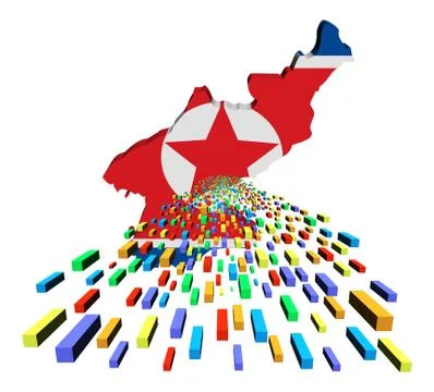 North korea map flag with containers illustration Stock Illustration