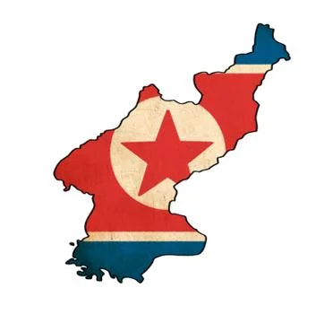 North korea map on  flag drawing ,grunge and retro flag series Stock Illustration