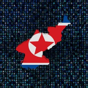 North Korea map flag on hex code illustration Illustrazione stock
