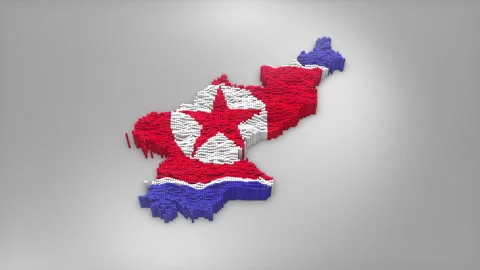 North Korea Map with Flag Intro Background Stock Footage 315161041