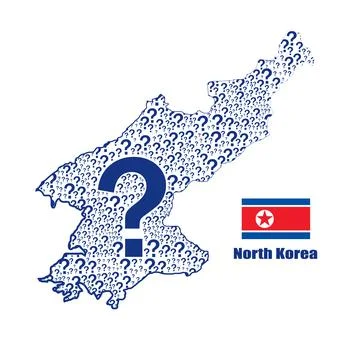 North Korea  map flag made from question mark. Stock Illustration