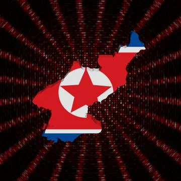 North Korea map flag on red hex code burst illustration イラスト素材