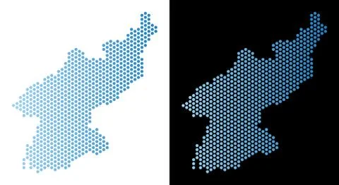 North Korea Map Hex Tile Mosaic イラスト素材