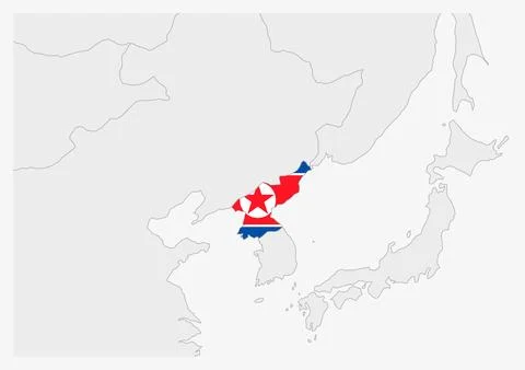 North Korea map highlighted in North Korea flag colors Stock Illustration