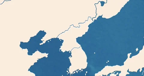 North korea map with most important cities and frontier lines Stock Footage 337429982