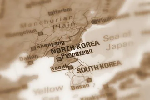 North Korea on a map Stock Photos