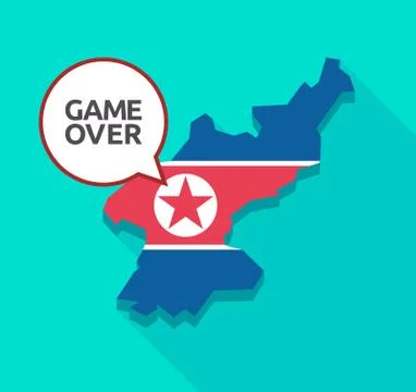 North Korea map with  the text Game Over Ilustração Stock