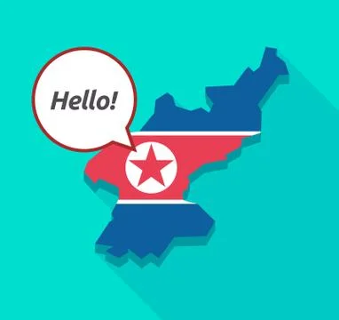 North Korea map with  the text Hello! Stock Illustration