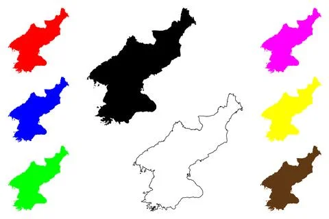 North Korea map vector illustration, scribble sketch Democratic People's Repu イラスト素材