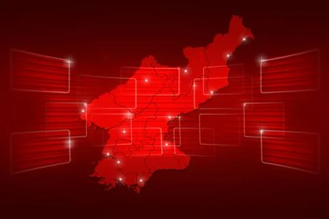 North Korea Map World map News Communication red Illustrazione stock