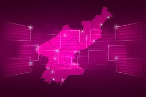 North Korea Map World map News Communication pink Stock Illustration