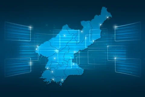 North Korea Map World map News Communication blue Stock Illustration