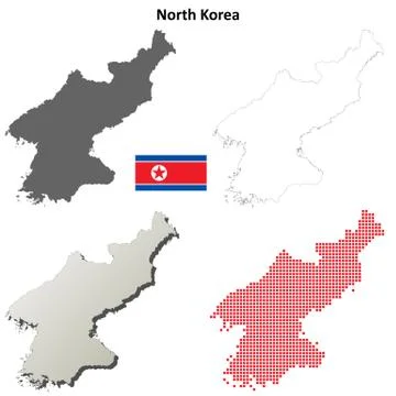 North Korea outline map set Stock Illustration