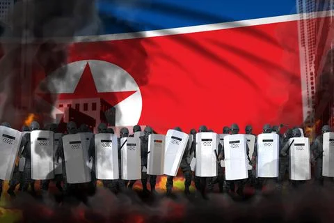 North Korea protest fighting concept 스톡 일러스트