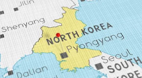 North Korea, Pyongyang - push pin on political map - 3D illustration Stock Illustration