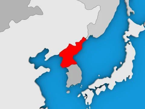 North Korea in red on globe Stock Illustration