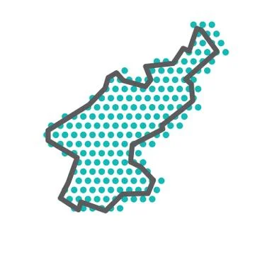 North Korea simple outline map with green halftone dot pattern イラスト素材