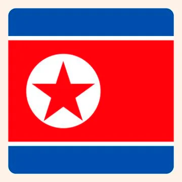 North Korea square flag button, social media communication sign, business ico Stock Illustration