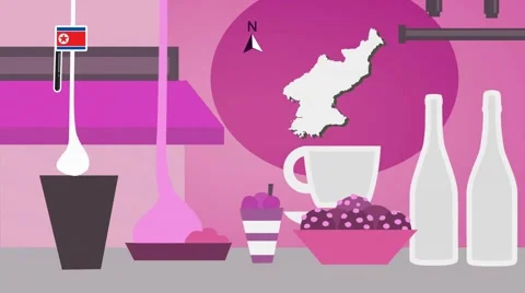 North Korea - Vector Menu - Restaurant - Food and Drinks - pink Stock Footage 67502357