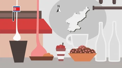 North Korea - Vector Menu - Restaurant - Food and Drinks - red Stock Footage 67502364