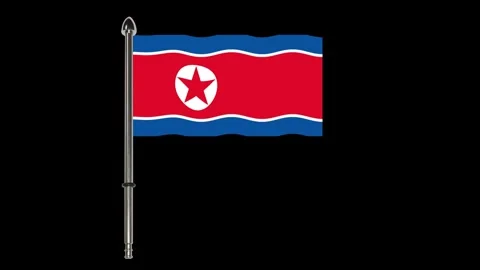 North Korean flag waving in the wind. Stock Footage 340324256