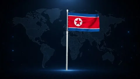 North Korean flag waving in the wind. Stock Footage 340414289