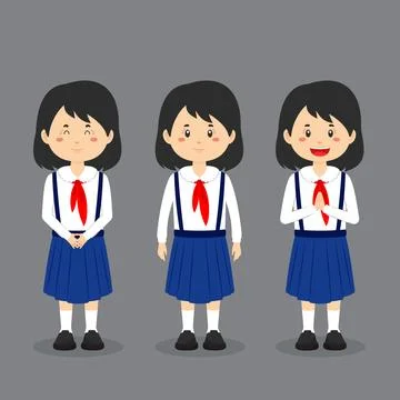 North Korean School Character with Expression Stock Illustration