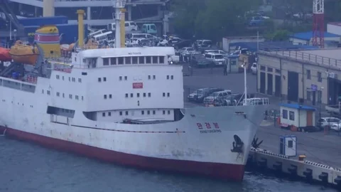 North Korean ship moored in Vladivostok 21 may 2017 Stock Footage