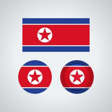 North Korean trio flags, vector illustration Illustrazione stock