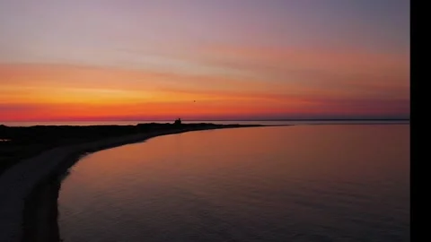 North Lighthouse sunset with Bird Stock Footage 287967302