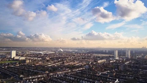 North London suburbs; drone side track Stock Footage