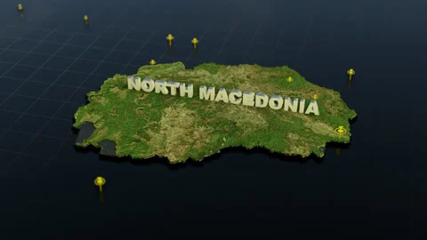 North Macedonia 3D Map With Animation Stock Footage 308092779
