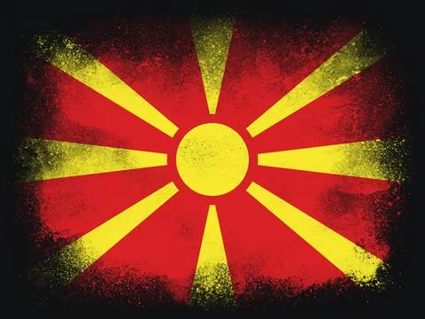 North Macedonia Flag design composition of exploding powder and paint, isolat Stock Illustration