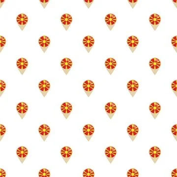 North macedonia flag map pin location pattern Stock Illustration
