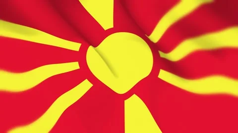 North Macedonia Flag Seamless Loop 4k 60fps on Sky Background Stock Footage 340347229