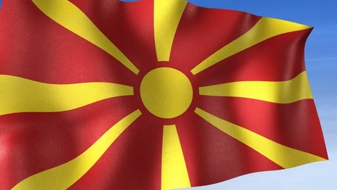 North Macedonia Flag - Set of 3 Angles with Masks [3WaveSeries] Stock Footage 106045720