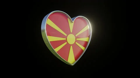 North Macedonia Flag in the Shape of 3D Heart. Stock Footage 135384158