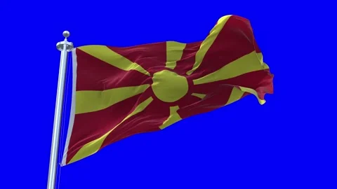 North Macedonia Flag Waving in Loopable and Textured green screen background Stock Footage 296876324